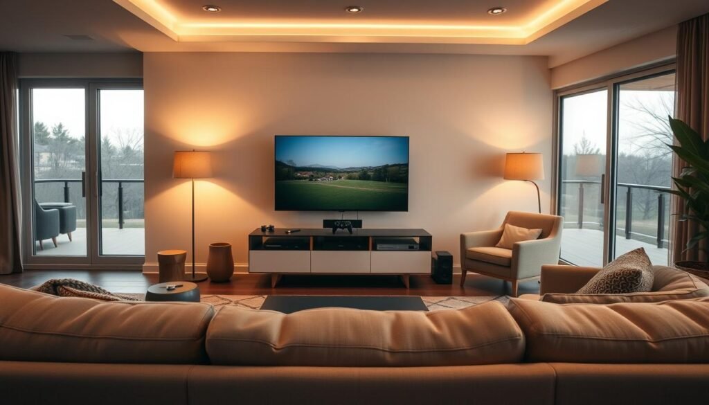 A-cozy-living-room-with-a-sleek-entertainment-system-featuring-a-flat-screen-TV-streaming-1024x585 Bundling Benefits: Unlock Savings and Convenience