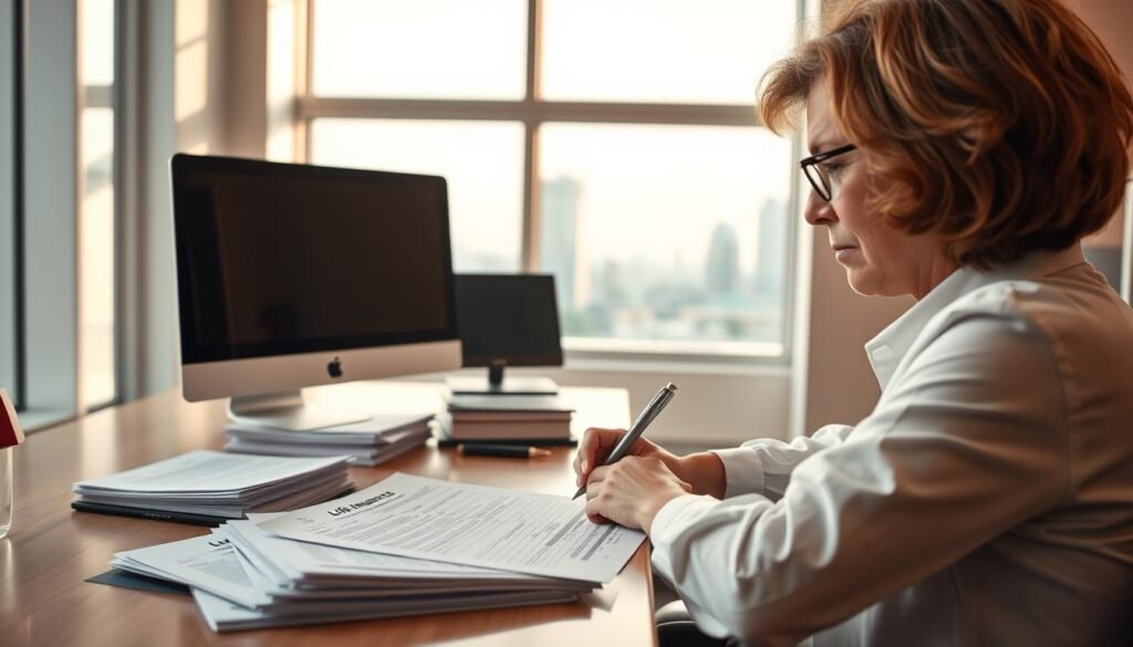 A-modern-well-lit-office-space-with-a-desk-computer-and-stacks-of-documents.-In-the-1024x585 Discover the Essentials of Life Insurance in the US