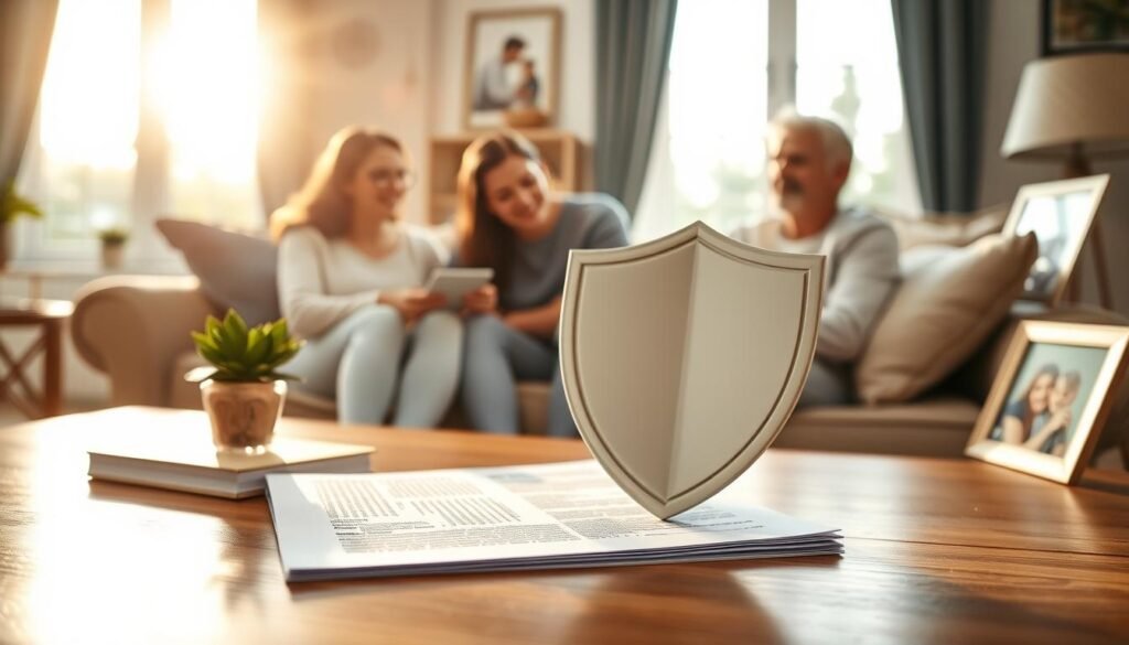 A-serene-and-secure-family-home-with-a-strong-financial-shield-taking-shape-in-the-foreground-1024x585 Life Insurance: Securing Your Family's Financial Future