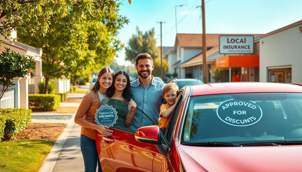 A-serene-sun-dappled-street-with-neatly-kept-homes-and-lush-greenery-lining-the-sidewalks.-In--1024x585 Discover Incredible Car Insurance Discounts